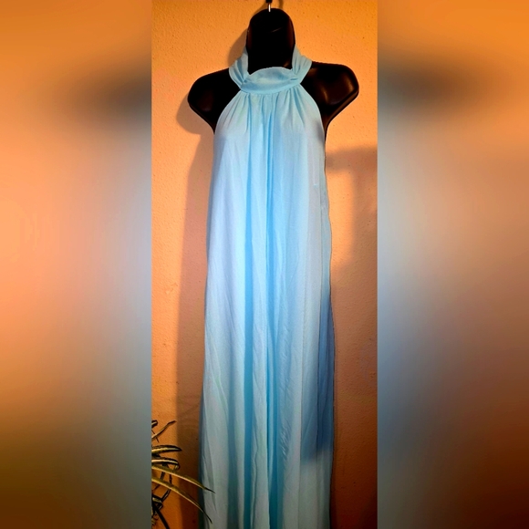 🩵Blue Chiffon Halter Jumpsuit - Picture 1 of 6